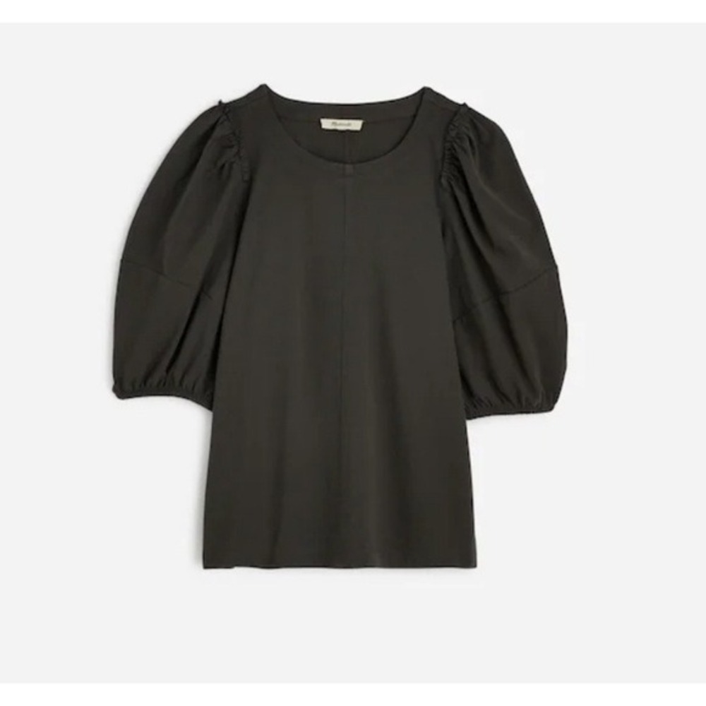 Madewell Top XS Puff Sleeve Tee T Shirt Top Dark Surplus‎ Cotton Relaxed NT331